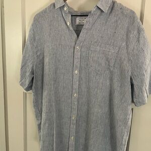 Cotton On Men's Light Blue Pinstripe Shirt